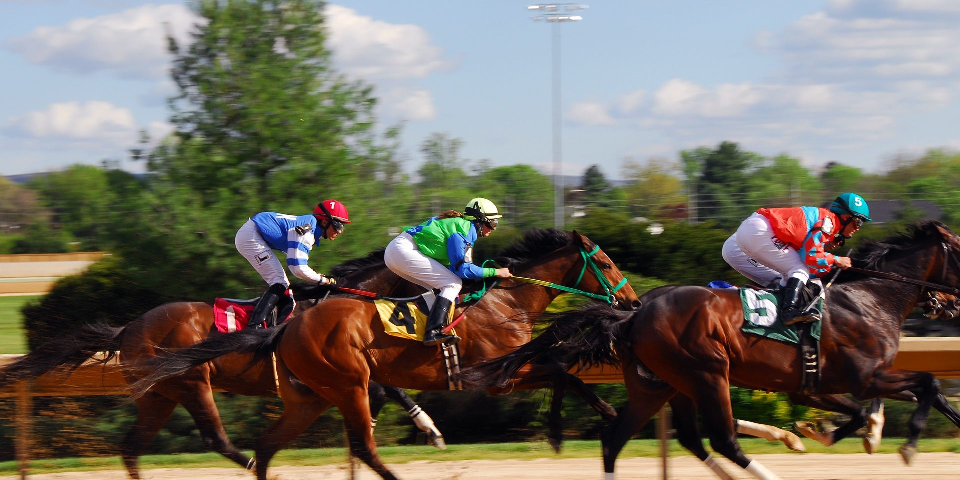 horse-racing-2107381_1920 drei Reiter bei einem Pferderennen